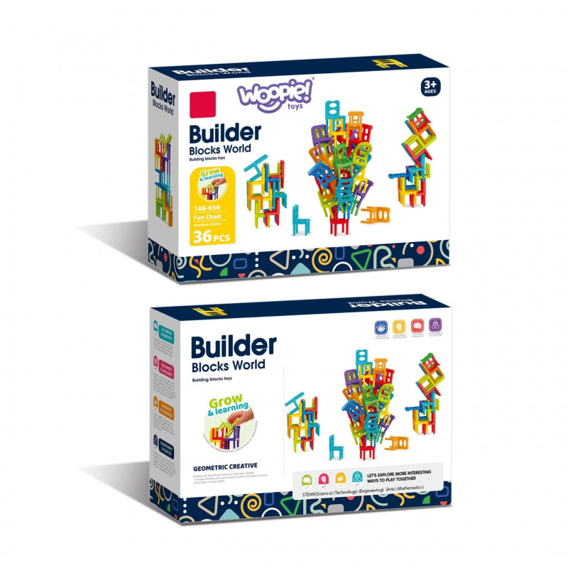 WOOPIE Behendigheidsspel Stapelbare Stoelen – Blokkenpuzzel 36-delig