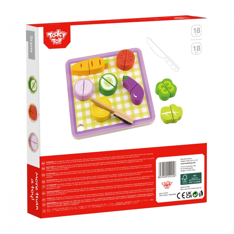 TOOKY TOY Houten Speelgoed Groente Snijplank + groentes - 20 stuks