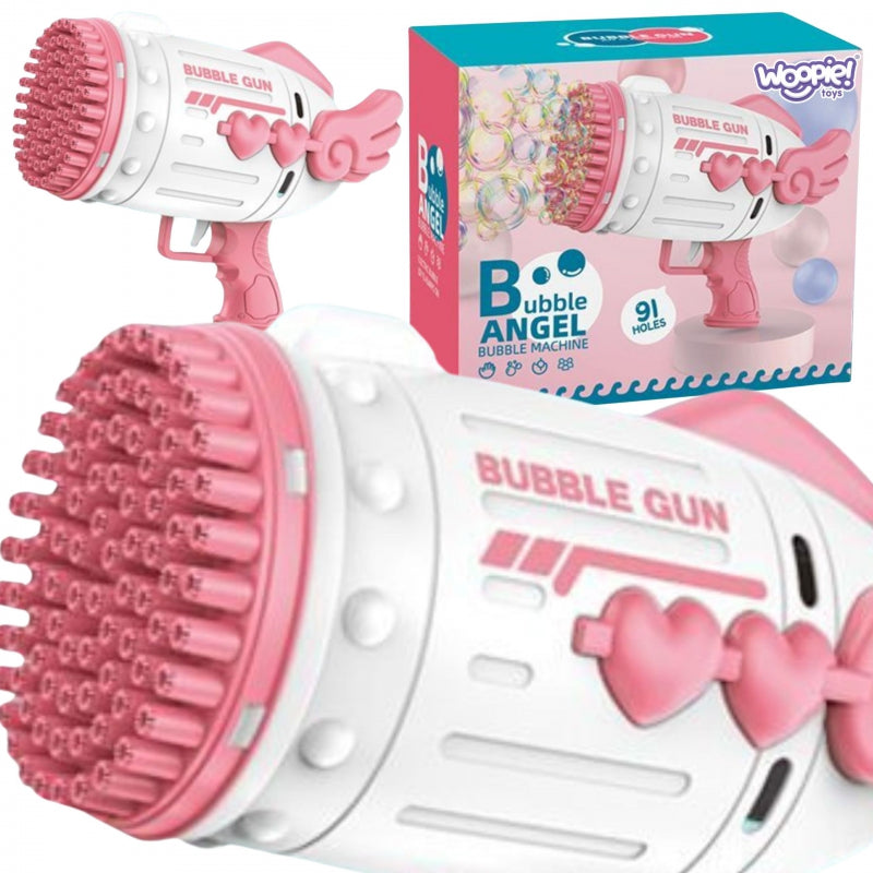 WOOPIE Bubble Gun, Bellenblaasmachine pistool met 91 Openingen, Roze