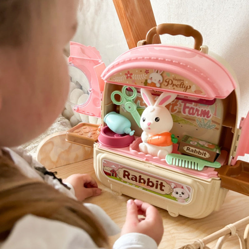 WOOPIE Konijn in Rugzak - Boerderij, Huisje en Tuin met konijn in rugzak