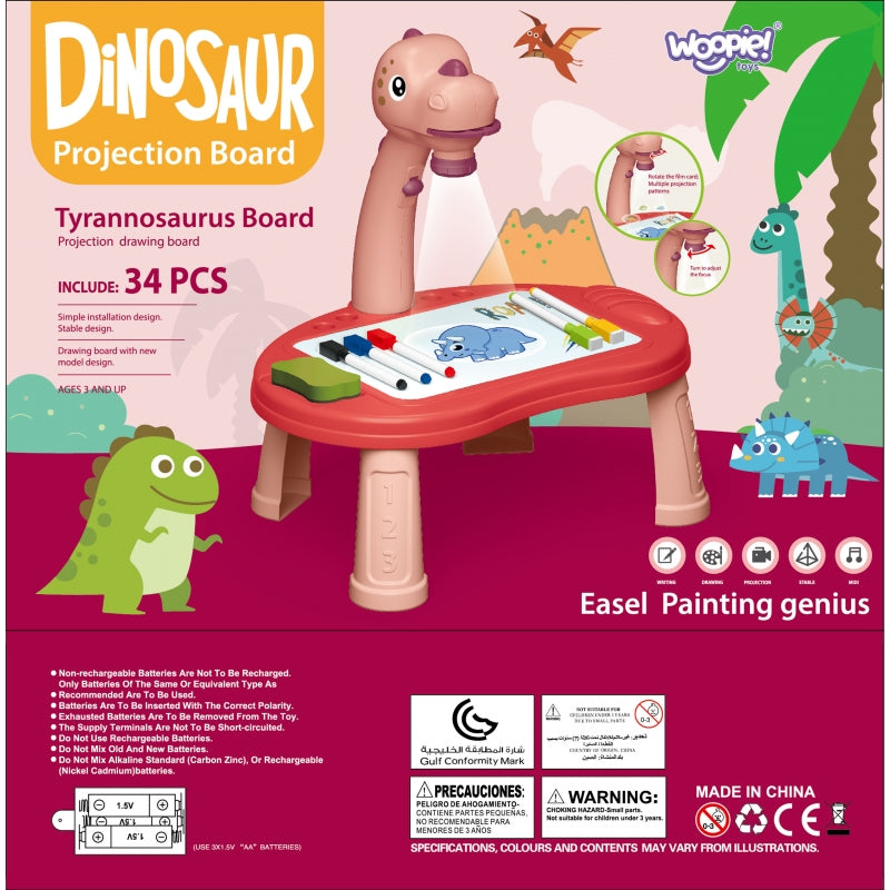WOOPIE Tekentafel met Projector 24 Patronen - Dinosaurus + 2 Spelletjes - Groen
