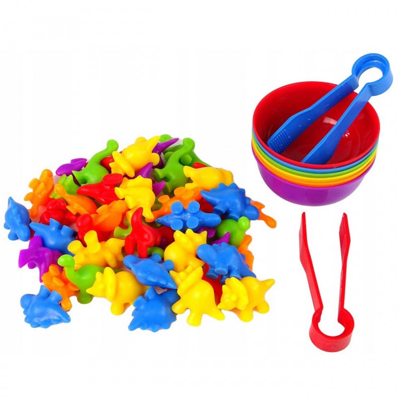 WOOPIE Educatief Montessori Kleuren Sorteer spel - Dino's - 56 stuks