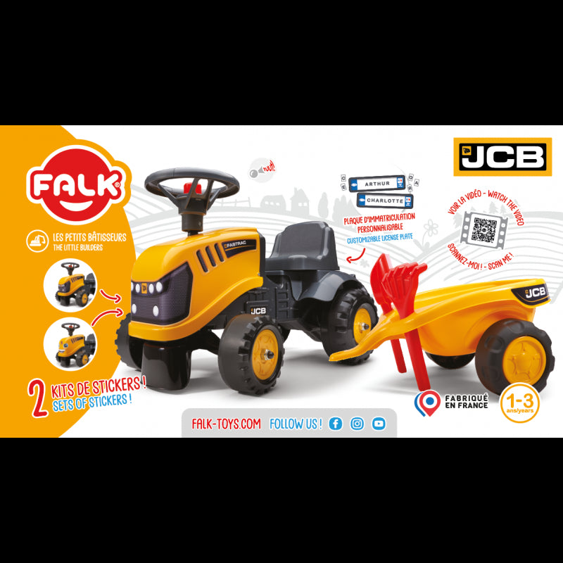 FALK Traktorek JCB Pomarańćzowy z Przyczepką od 1 roku