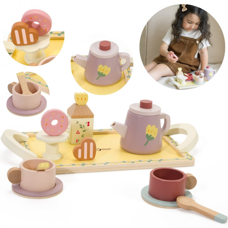 CLASSIC WORLD Houten thee- en gebakjes set 14-delig