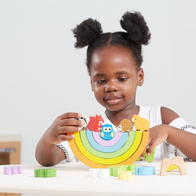 VIGA Houten Regenboogpuzzel Creatieve Montessori Blokken