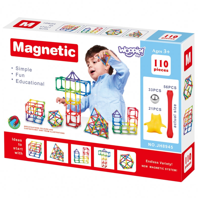 WOOPIE Magnetische Bouwstenen, Staafjes Creatieve Puzzel 110 stuks