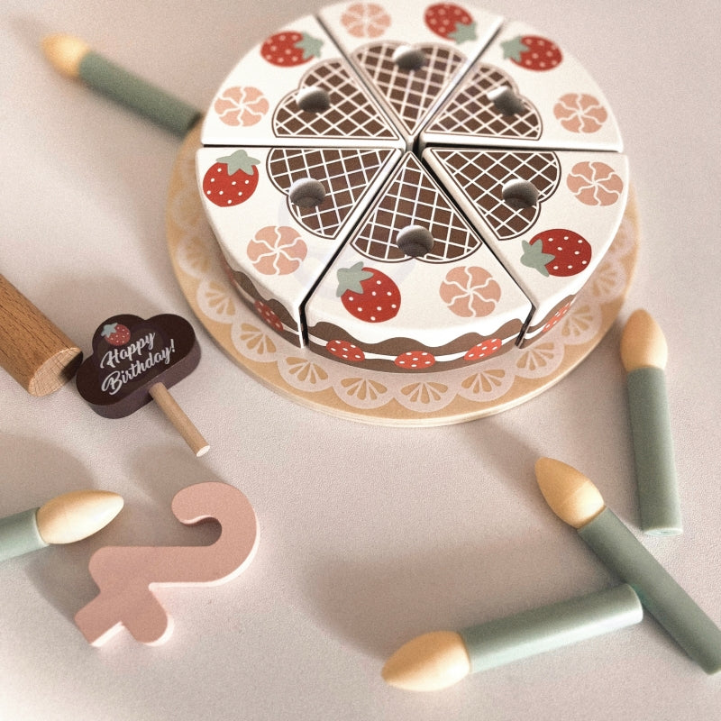 TOOKY TOY Houten Verjaardagstaart met Kaarsjes en Klittenband