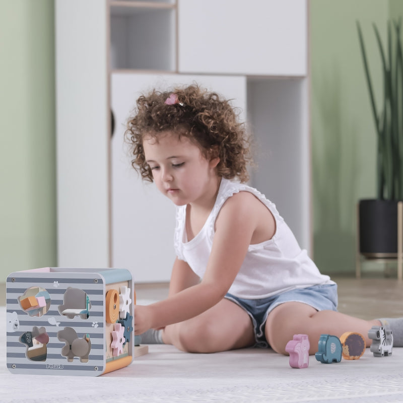 VIGA PolarB Houten Activiteit Kubus voor baby's en peuters