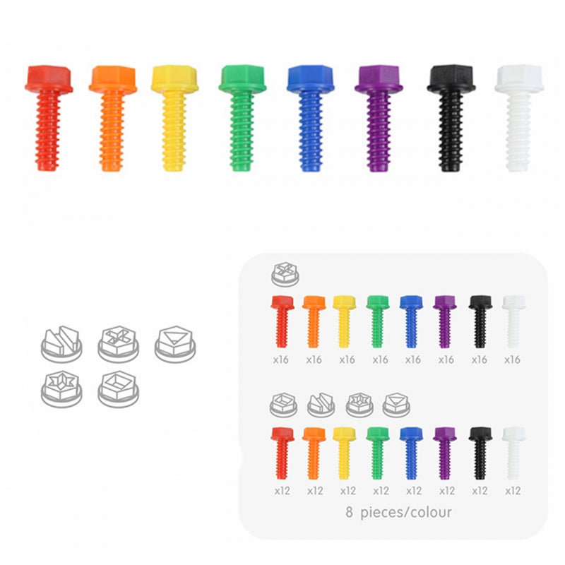 MASTERKIDZ Kleurrijke schroeven voor STEM Creatief Bord - 512 stuks - 5 vormen & Mix Kleuren