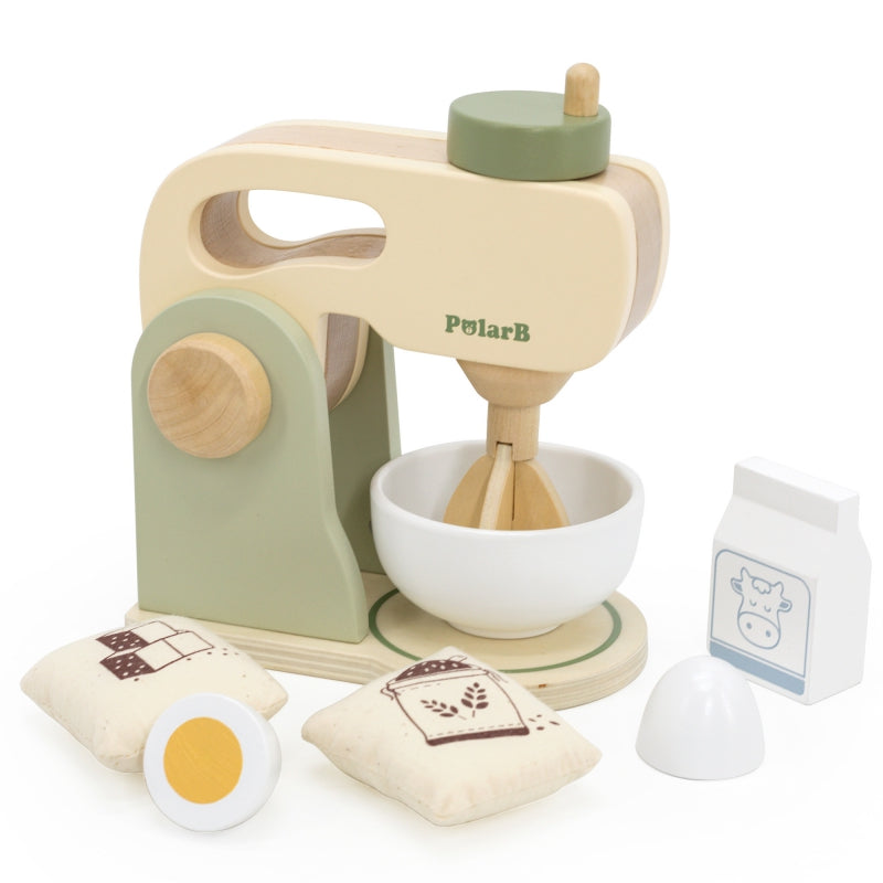 VIGA Houten speelgoed Keukenmixer Groen + Accessoires