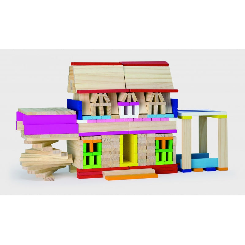 VIGA Houten Gebouwen Bouwstenen 250 stuks