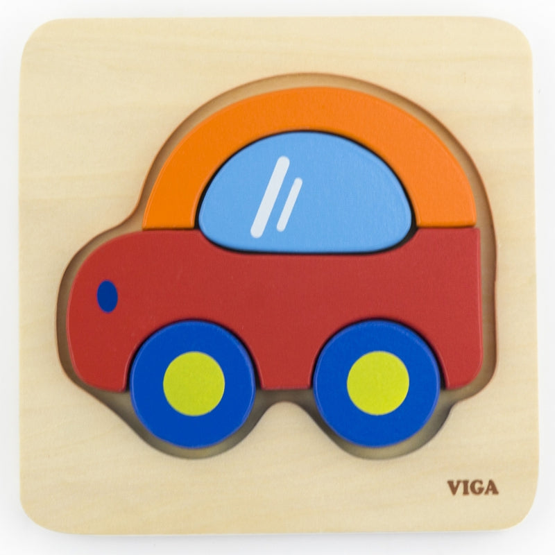 VIGA Baby's eerste houten puzzelauto