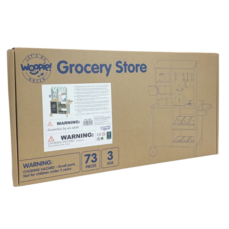 WOOPIE Grote multifunctionele 5-in-1 Winkelkraam, Supermarkt, Restaurant, Café & Keuken 73 onderdelen