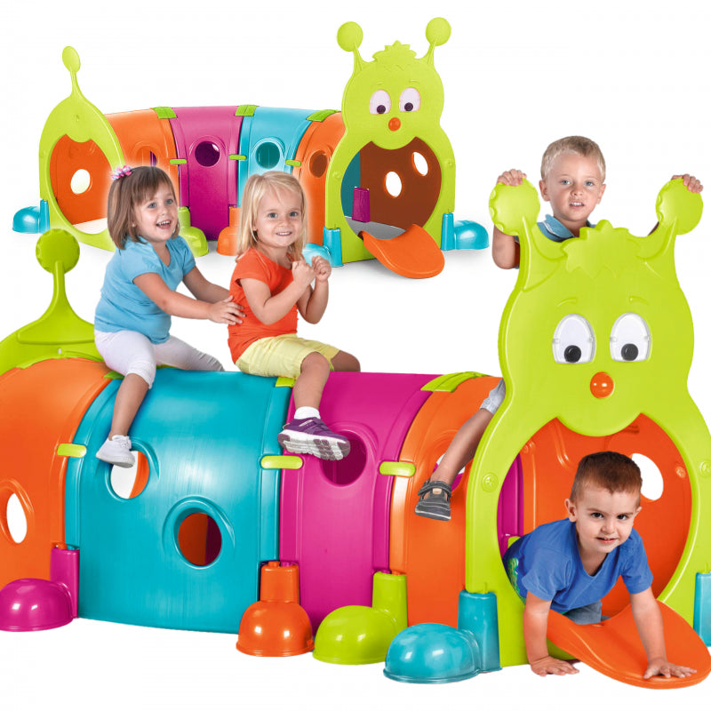 FEBER Grote Kindertunnel Rups XXL voor kinderen – Modulair Speeltoestel