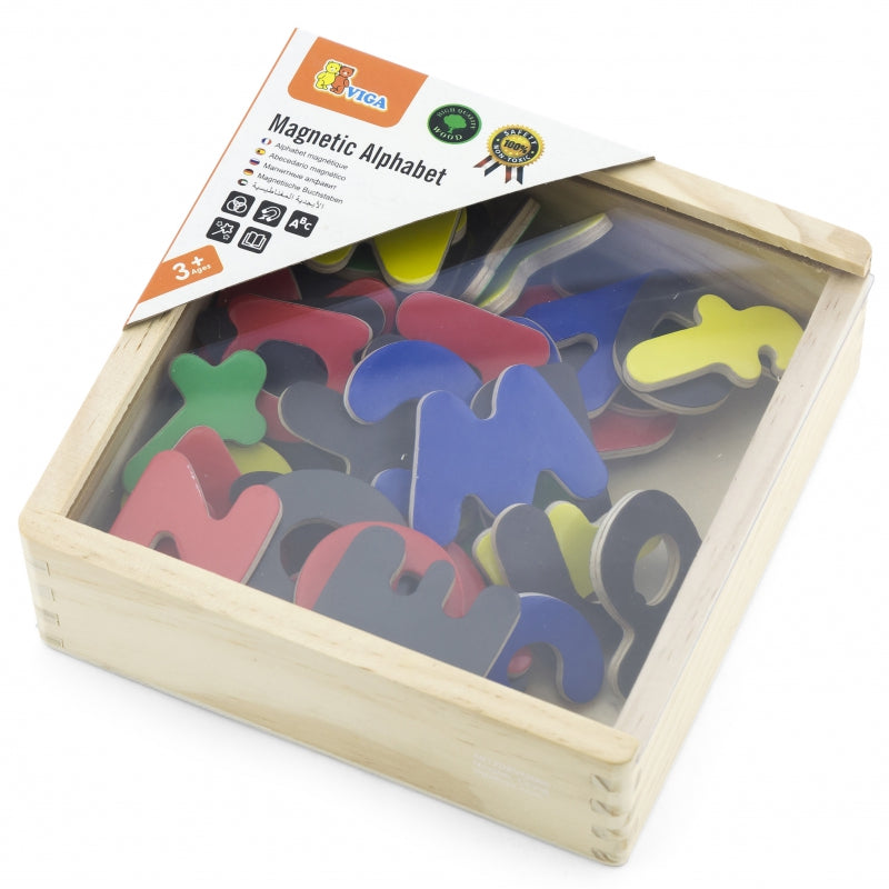 VIGA Houten Magnetische Letters met Magneet – Leren Schrijven en letters herkennen