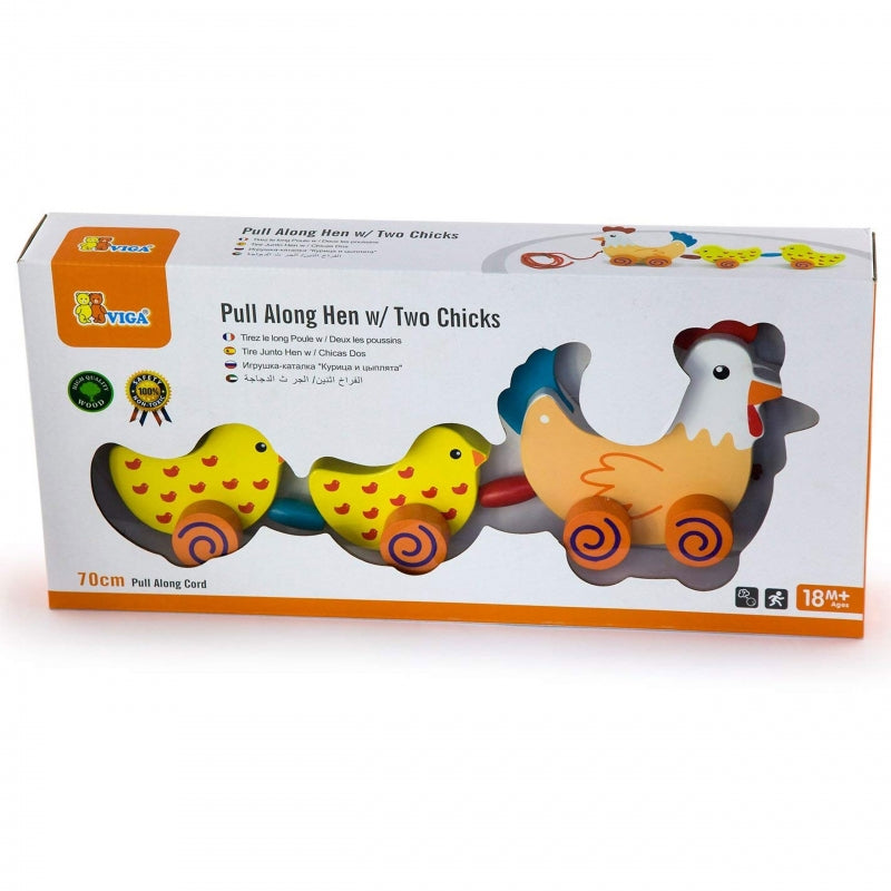 VIGA Kippen treklijn met Kippen - 36 cm
