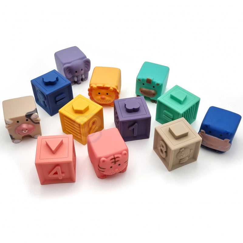 WOOPIE BABY Sensorische Blokken Puzzel om in te Knijpen met Geluid - Rekenen – 12-delig