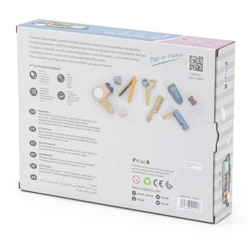 VIGA PolarB Houten speelgoed Kapper set met Gereedschapsriem