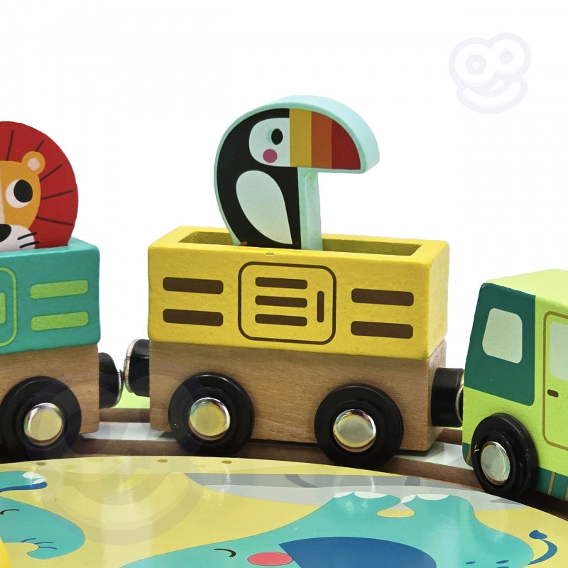 TOOKY TOYS houten trein dierentuin met magneten in koffertreinspoor