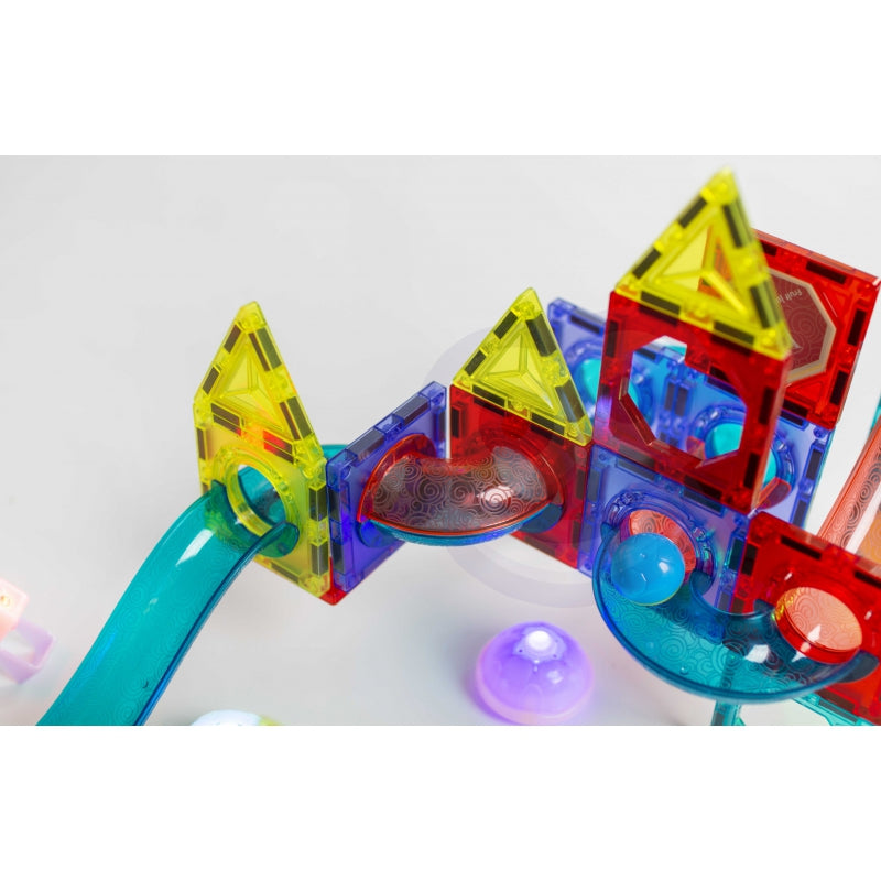 WOOPIE Magnetische Bouwstenen, Lichtgevende Kogelbaan, Knikkerbaan 75 stuks
