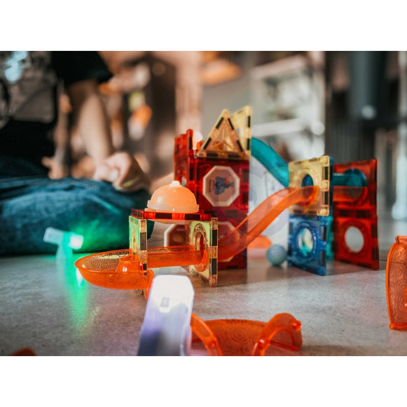 WOOPIE Magnetische Bouwstenen, Lichtgevende Kogelbaan, Knikkerbaan 75 stuks