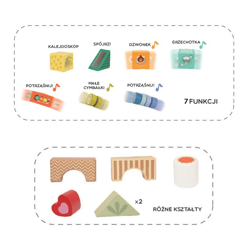CLASSIC WORLD Houten Sensorische Blokken 7 Functies, 14 stuks - Multifunctionele Puzzel
