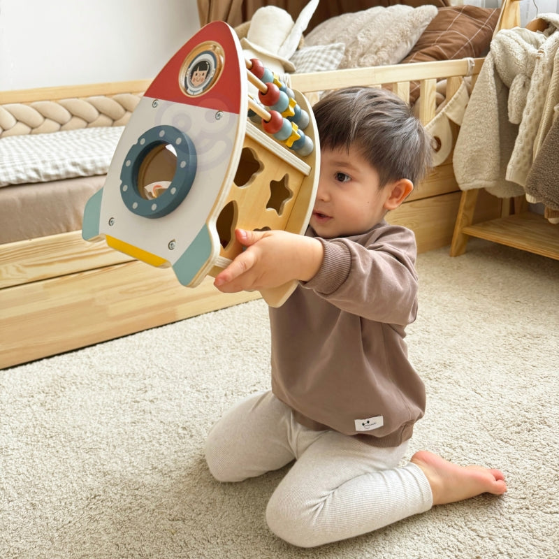 TOOKY TOY Ruimteraket Activiteitensorteerder Houten Doolhof