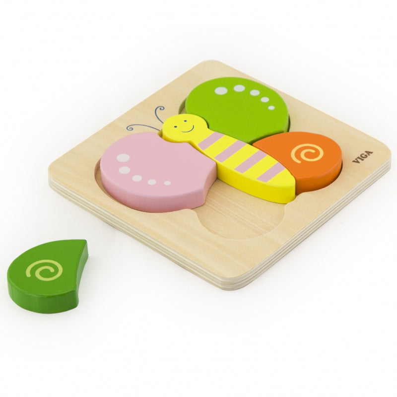 VIGA Eerste Houten Puzzel voor Peuters in vorm vlinder