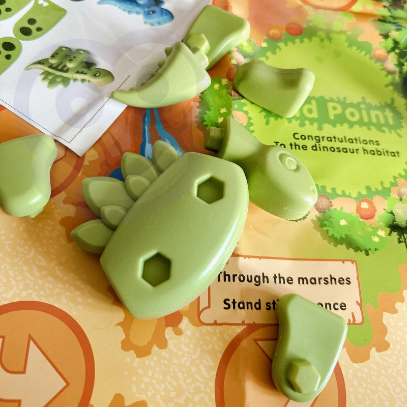WOOPIE Bouwset 2-in-1 Bordspel Dinosaurussen + Dobbelsteen 46 stuks