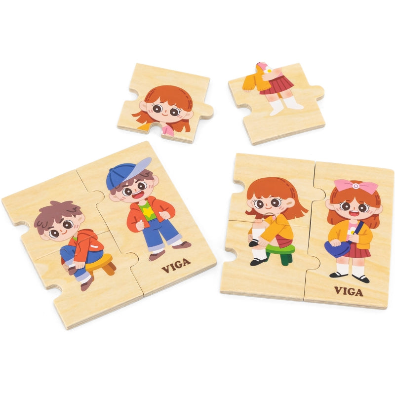 VIGA houten educatieve puzzel – Aankleedspel voor kinderen