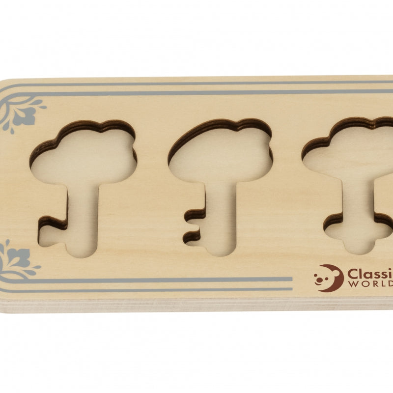 CLASSIC WORLD Houten Montessori Sensorische Puzzel met Sleutels en Slotjes