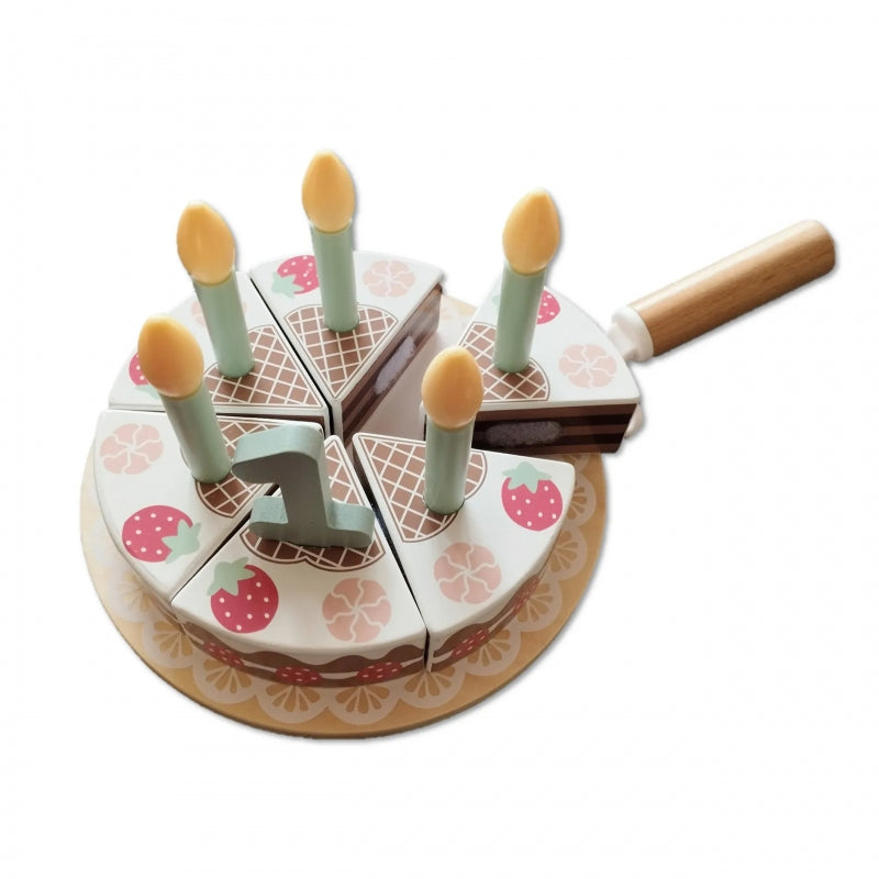 TOOKY TOY Houten Verjaardagstaart met Kaarsjes en Klittenband