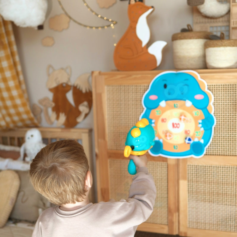 WOOPIE Dartspel met thema Dinosaurussen inclusief Pistool, Klittenband Ballen, Doel en Puntenscore
