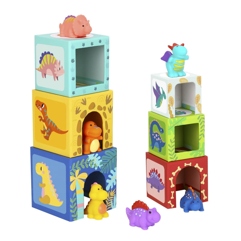 TOOKY TOY Houten Bouwblokken Educatieve Puzzel + 6 Speelfiguren