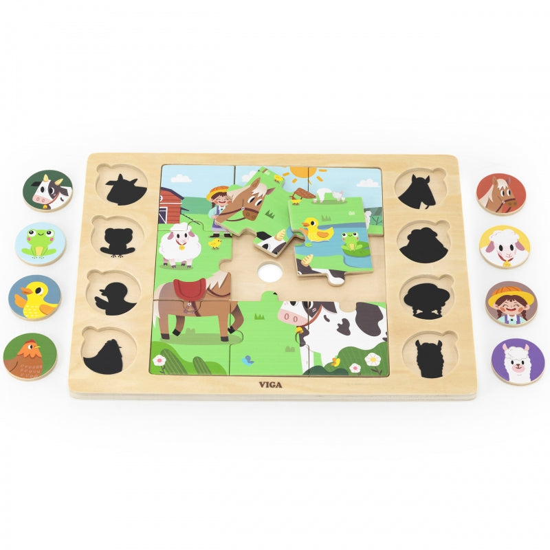 VIGA Houten Boerderijpuzzel - 17 stukjes
