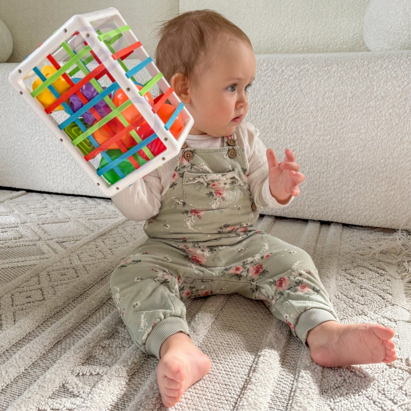 WOOPIE BABY Flexibele Sensorische Kubus – Vormenstoof voor Kinderen met Kleurrijke Vormen, 13-delig