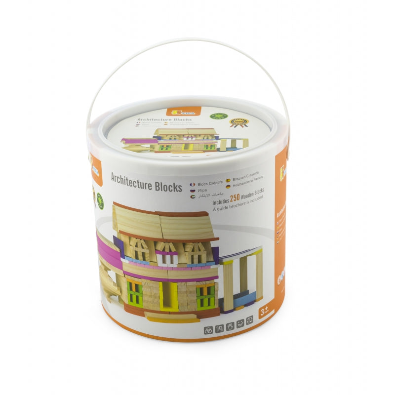 VIGA Houten Gebouwen Bouwstenen 250 stuks