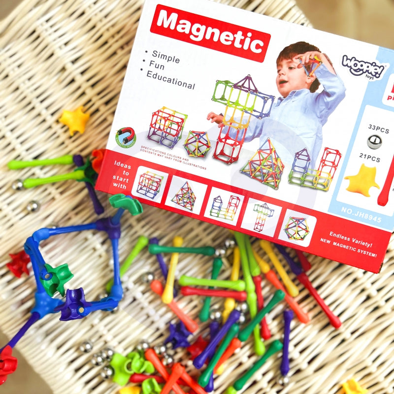 WOOPIE Magnetische Bouwstenen, Staafjes Creatieve Puzzel 110 stuks