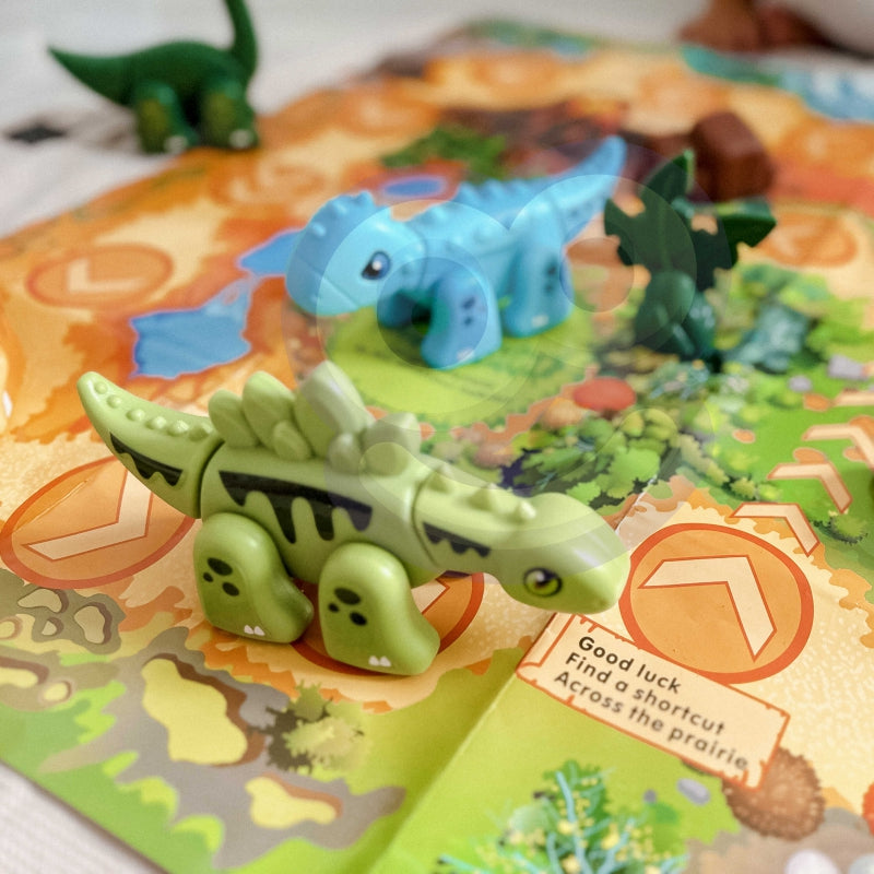 WOOPIE Bouwset 2-in-1 Bordspel Dinosaurussen + Dobbelsteen 46 stuks