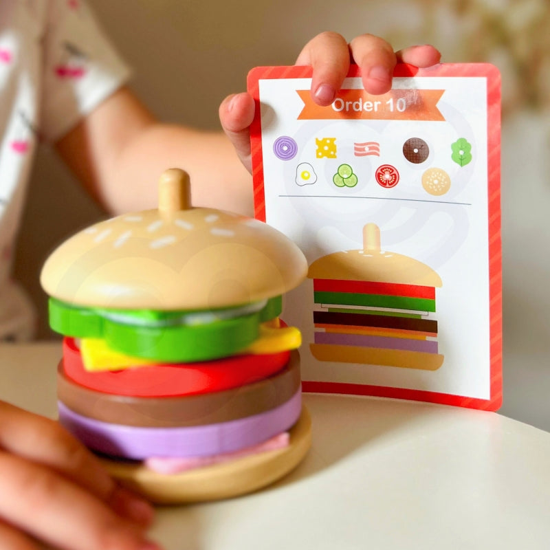WOOPIE Houten Burger Restaurant Puzzel voor Kinderen 15 stuks