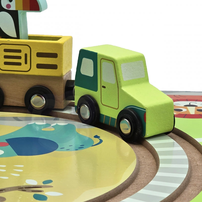 TOOKY TOYS houten trein dierentuin met magneten in koffertreinspoor