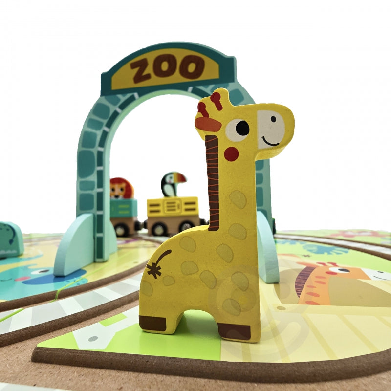 TOOKY TOYS houten trein dierentuin met magneten in koffertreinspoor