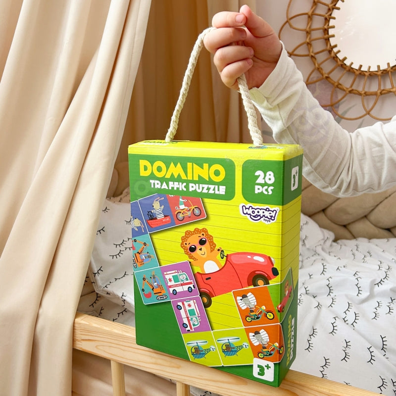WOOPIE Dominospelset Transport Dieren Schuifpuzzels voor kinderen