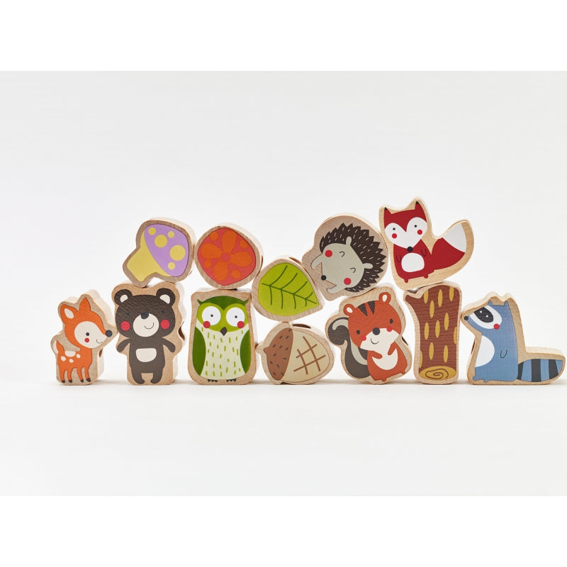 CLASSIC WORLD Houten Rijgblokken Bosdieren 13 stuks