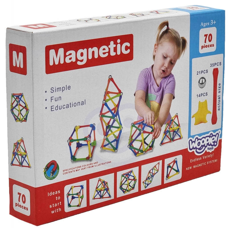 WOOPIE Magnetische Bouwstenen, Magnetische sticks 70 stuks