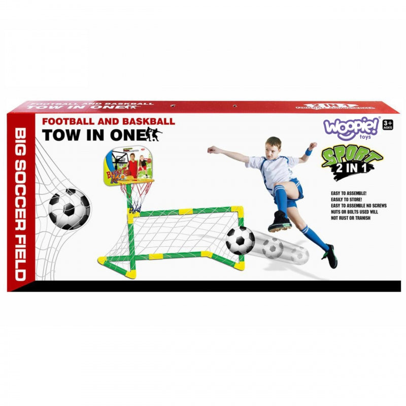 WOOPIE 2-in-1 Basketbal en Voetbaldoel set inclusief Ballen
