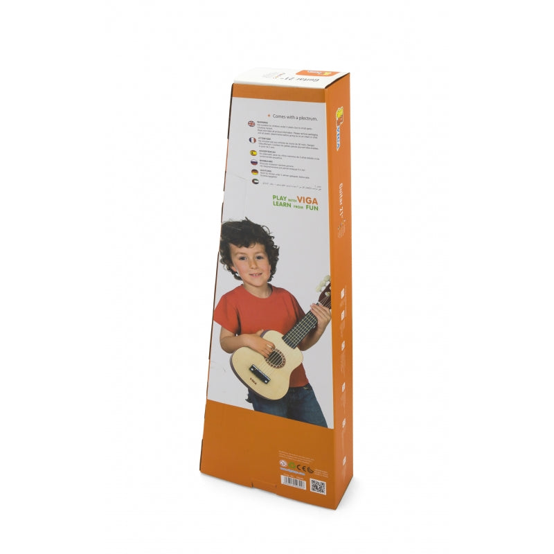 Viga Drewniana gitara dla dzieci Naturalna 21 cali 6 strun