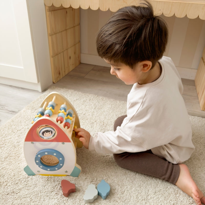 TOOKY TOY Ruimteraket Activiteitensorteerder Houten Doolhof