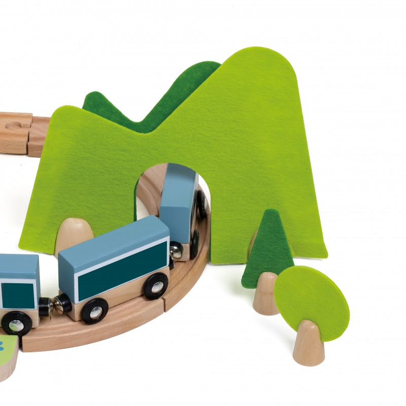 CLASSIC WORLD Set Houten Treinbaan + Vormen Sorteren 40 stuks