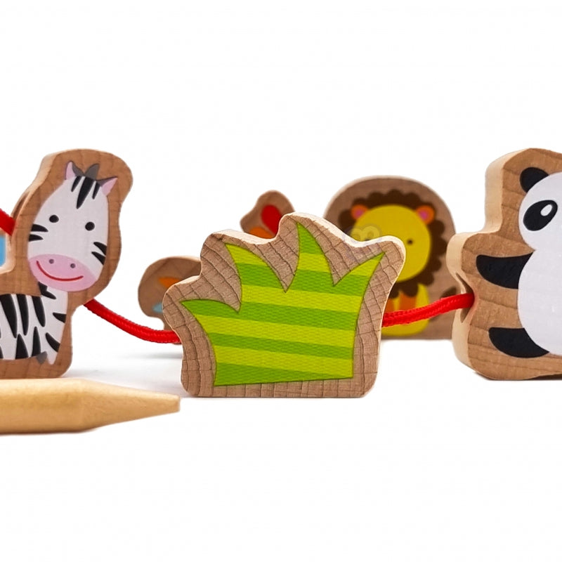 CLASSIC WORLD Houten Rijgblokjes Dierentuin 13 stuks